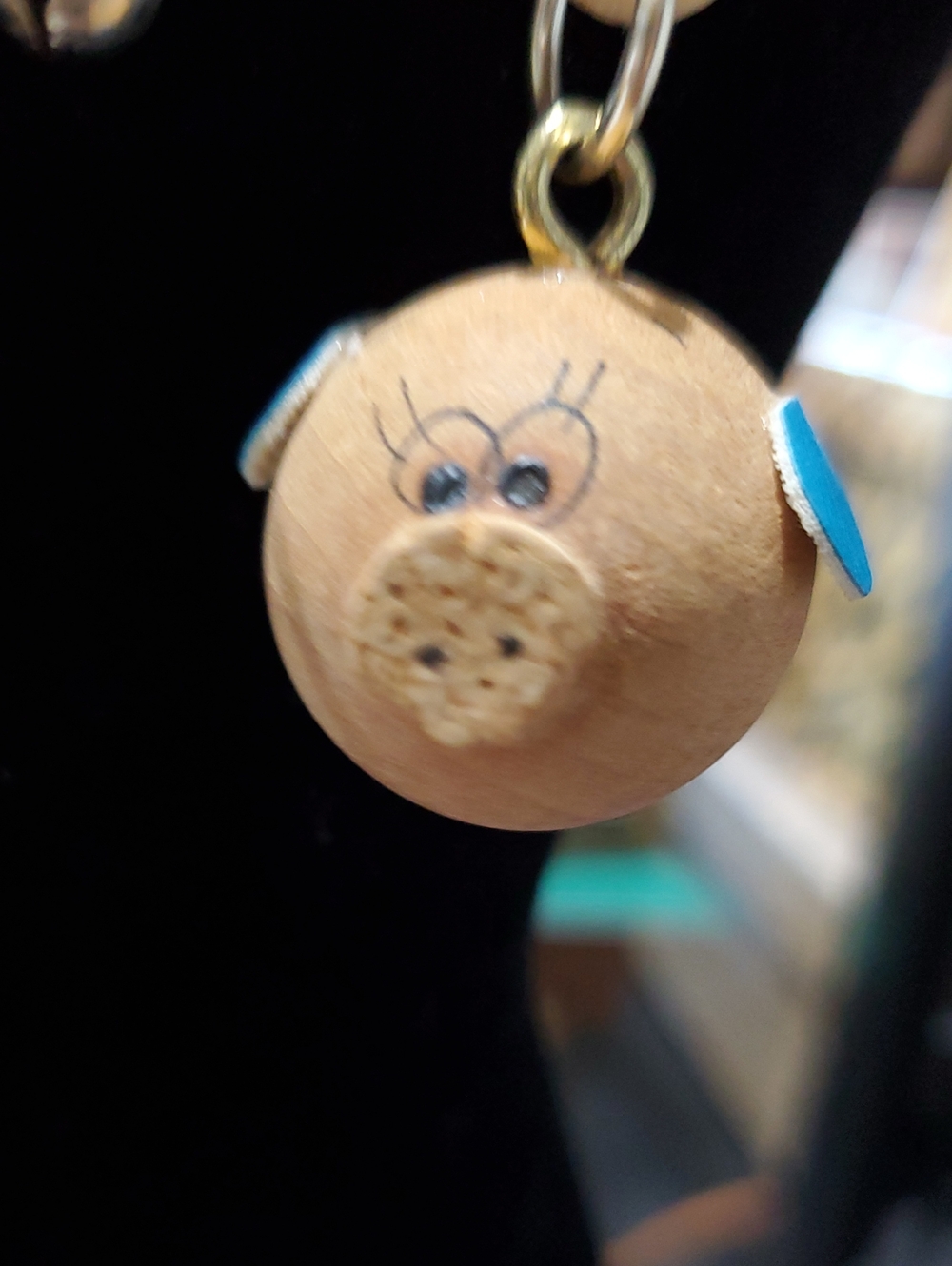 Vintage 70s Japanese Kissing Pigs Wood Charm Keychain Retro Showa Era Japan RARE - Picture 5 of 12